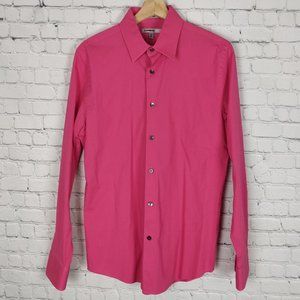 Express 1MX Button Down Bright Pink Medium 15 1/2